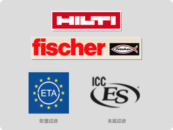 採用Hilti或fischer